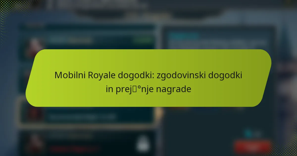 Mobilni Royale dogodki: zgodovinski dogodki in prejšnje nagrade