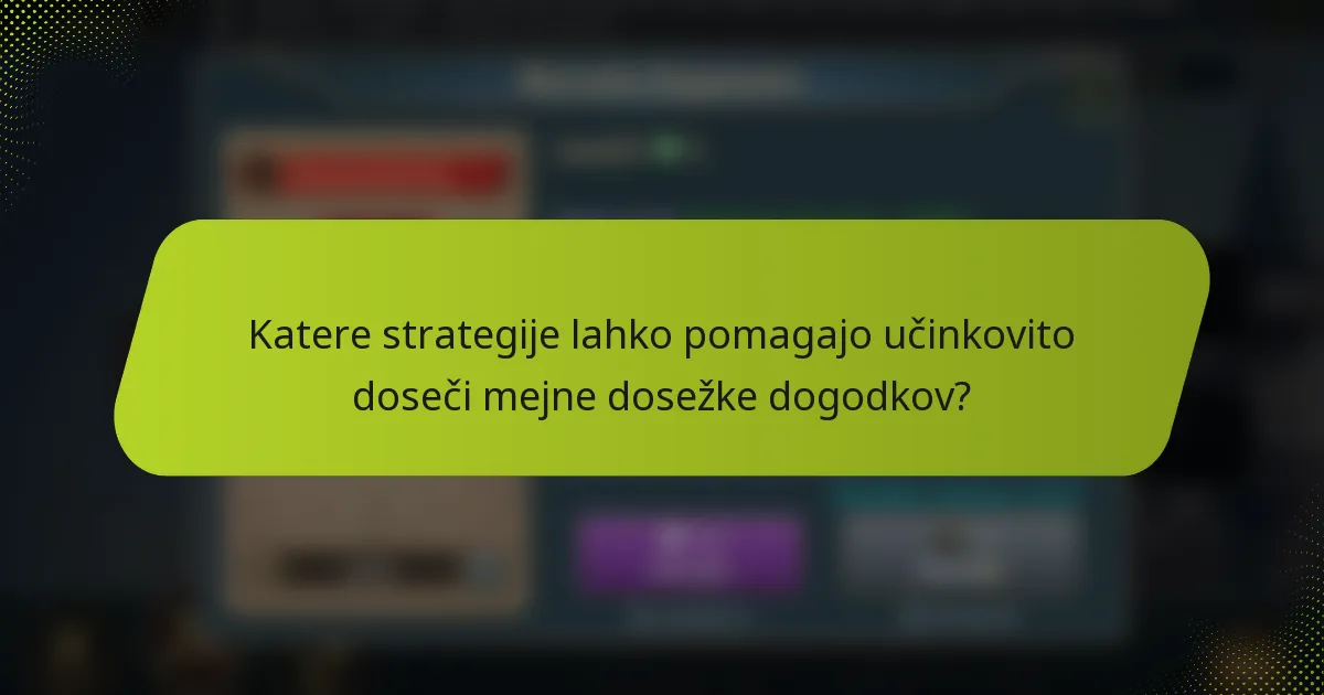 Katere strategije lahko pomagajo učinkovito doseči mejne dosežke dogodkov?