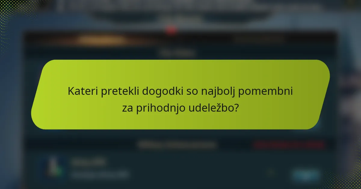 Kateri pretekli dogodki so najbolj pomembni za prihodnjo udeležbo?